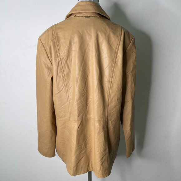 ST. John Sport by Marie Gray Women's Cream Tan 100% Leather Jacket Size Large - Picture 4 of 13